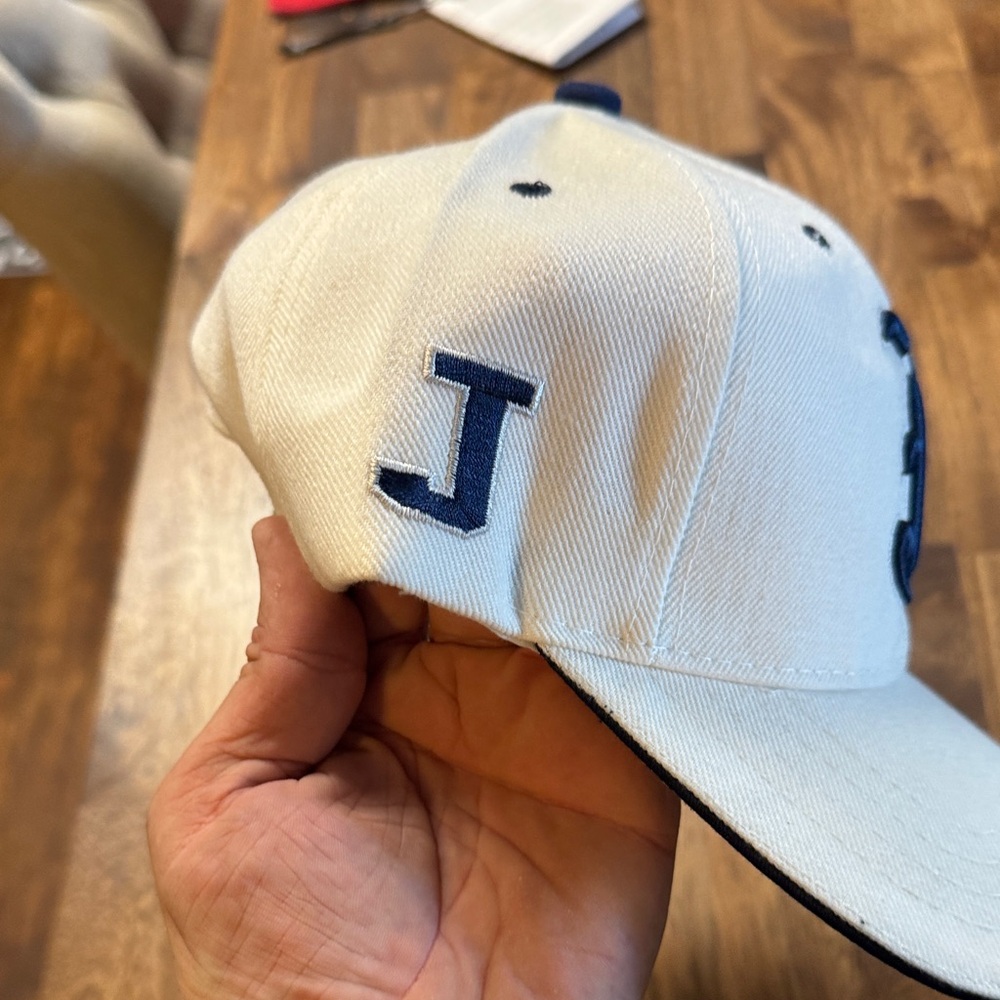 White Cap with Blue Lettering - Picture 2 of 4